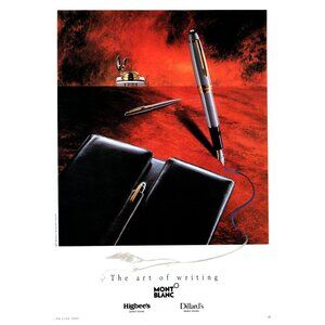 1993 Mont Blanc Pen Vintage Print Ad The Art of Writing 90s Fashion Wall Art